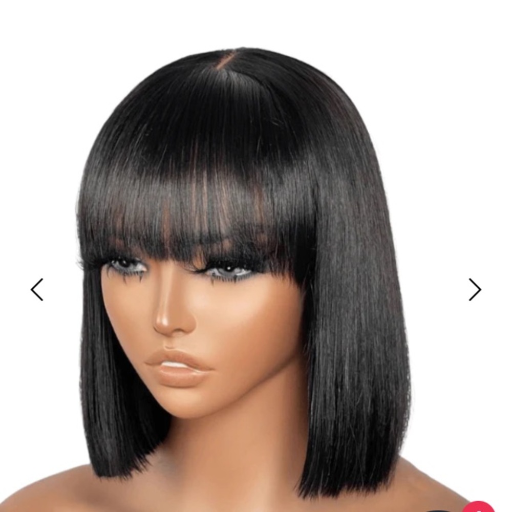 Luvme Dark Brown Short Remy Hair Wig With Bangs